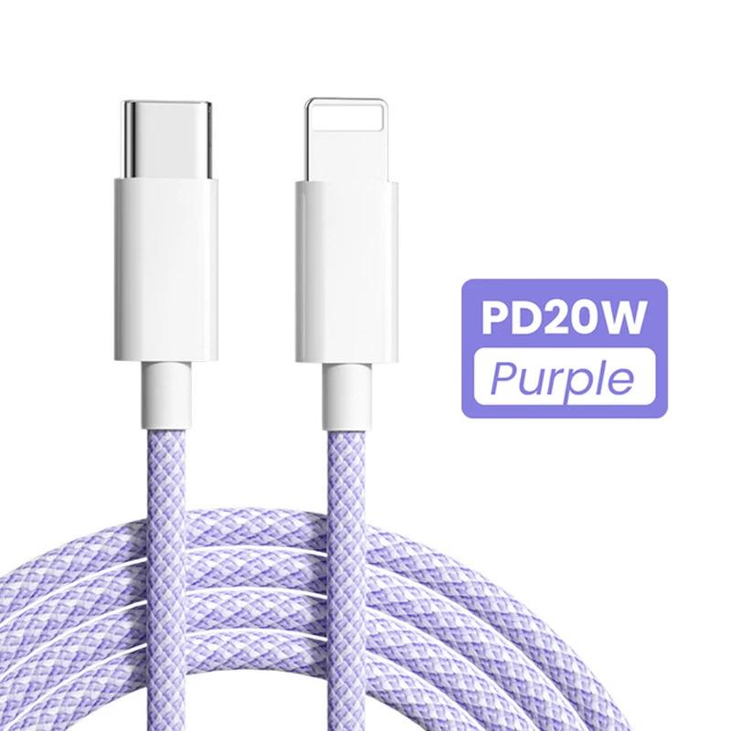 Cáp USB PD 20W, 4 màu có sẵn, Tương thích với iPhone 14, 13, 12, Pro Max, 11 và iPad mini, Sạc nhanh Type C, Cáp dữ liệu USB C, Có sẵn trong 1m và 2m chiều dài 8