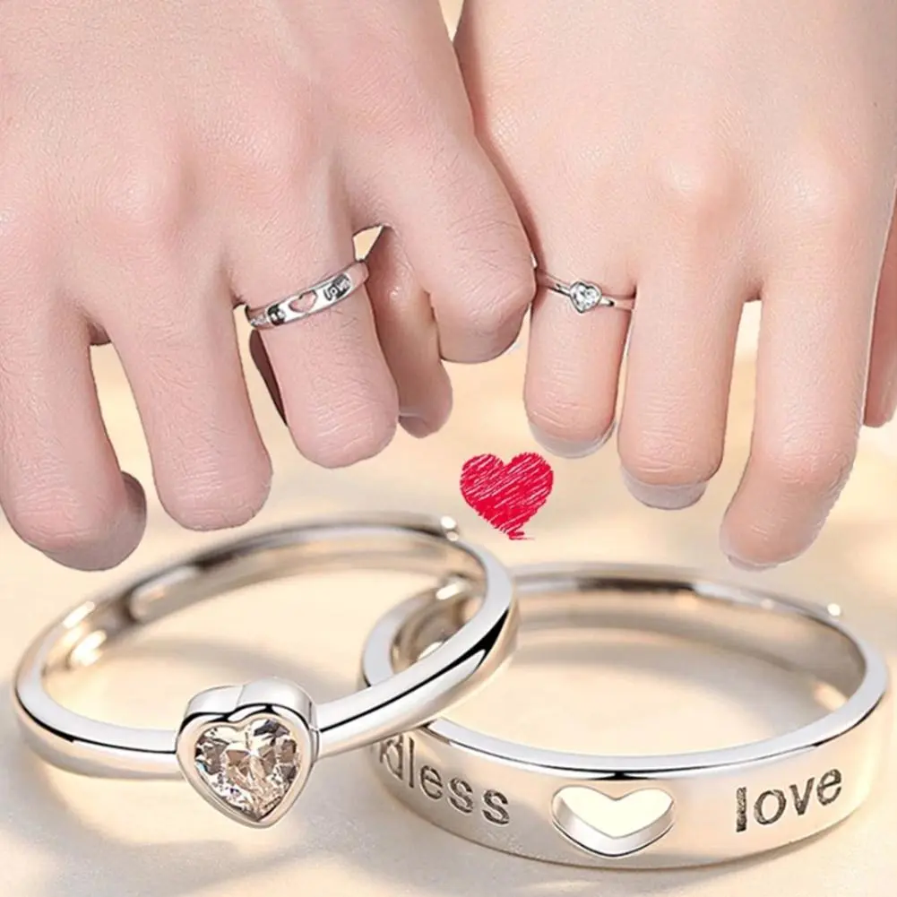 Nhẫn Cặp Đôi Vĩnh Cửu Cho Nam Và Nữ, Mở Có Thể Điều Chỉnh, Rỗng