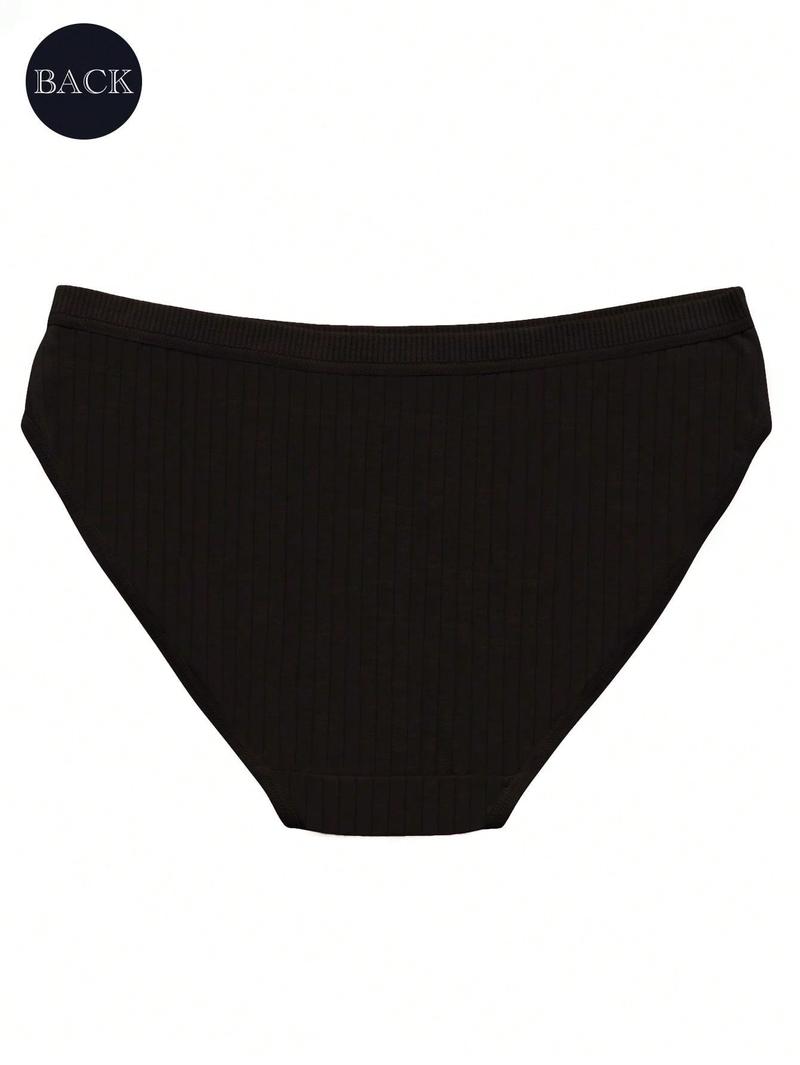 Product Introduction of 4pcs Women's Solid Black/Multi-Color Underwear, Comfortable And Breathable, Everyday Mid-Rise Panties With Wide Waistband Design 12