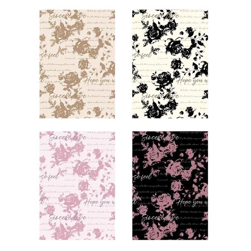 10pcs Creative Floral Pattern Rose Flower Packaging Paper Antique Waterproof Bouquet Wrapping Paper Kraft Paper Romantic Gift Packaging Paper Room Decor 4