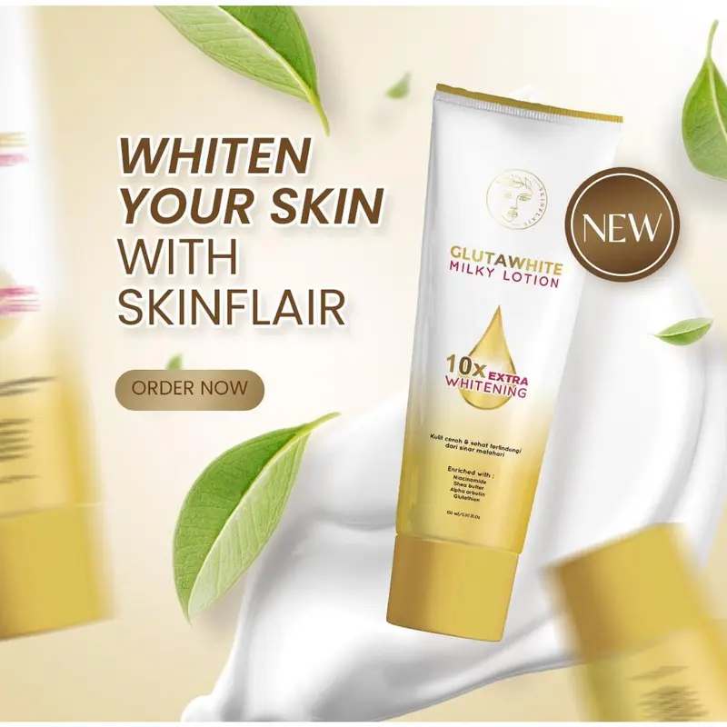 SKINFLAIR GLUTAWHITE MILKY LOTION | GLUTATHIONE BODY SCRUB TONE UP BOOSTER Mencerahkan Tubuh 6