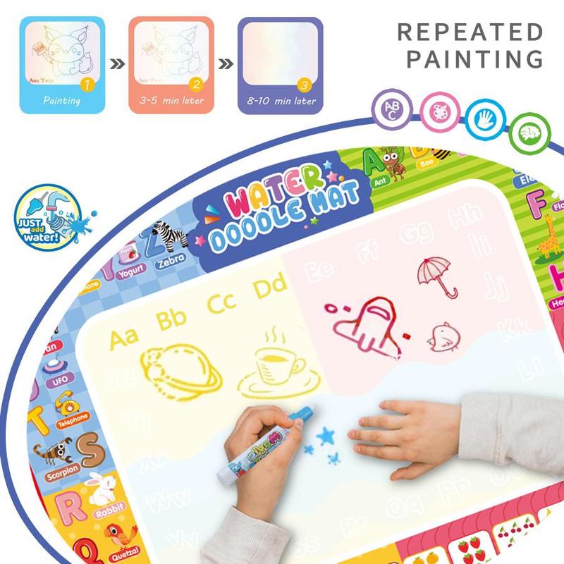 2 in 1 Water Doodle Mat, 1 Set Large Water Painting Doodle Drawing Mat, Throwing Ball Toy Design on the Back, Suitable for Parent Interaction 7