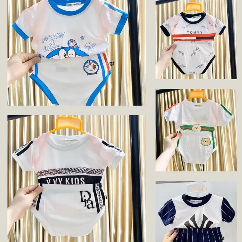 Bộ thun lạnh tay ngắn quần chiếp thể thao bé sơ sinh-14 kí_Ý VY KIDS Cho Bé baby