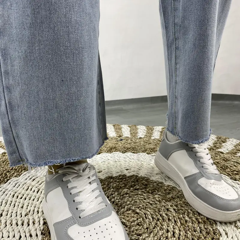 Celana Panjang Jeans Loose Hight Waist Model Denim Model Unfinished Cut HW Korean Style DFS P547 5