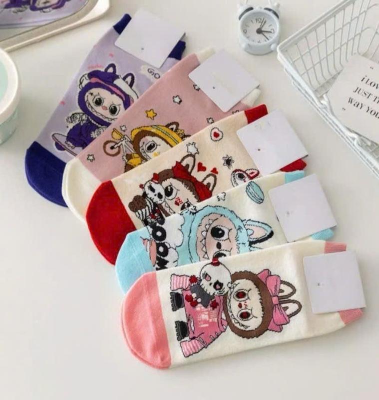 Sét 10 đôi tất trẻ em LABUBU 1- 9 tuổi với hoạ tiết đễ thương chất cotton đệt kim mềm mại dành cho bé trai bé gái có tách lẻ 5 đôi