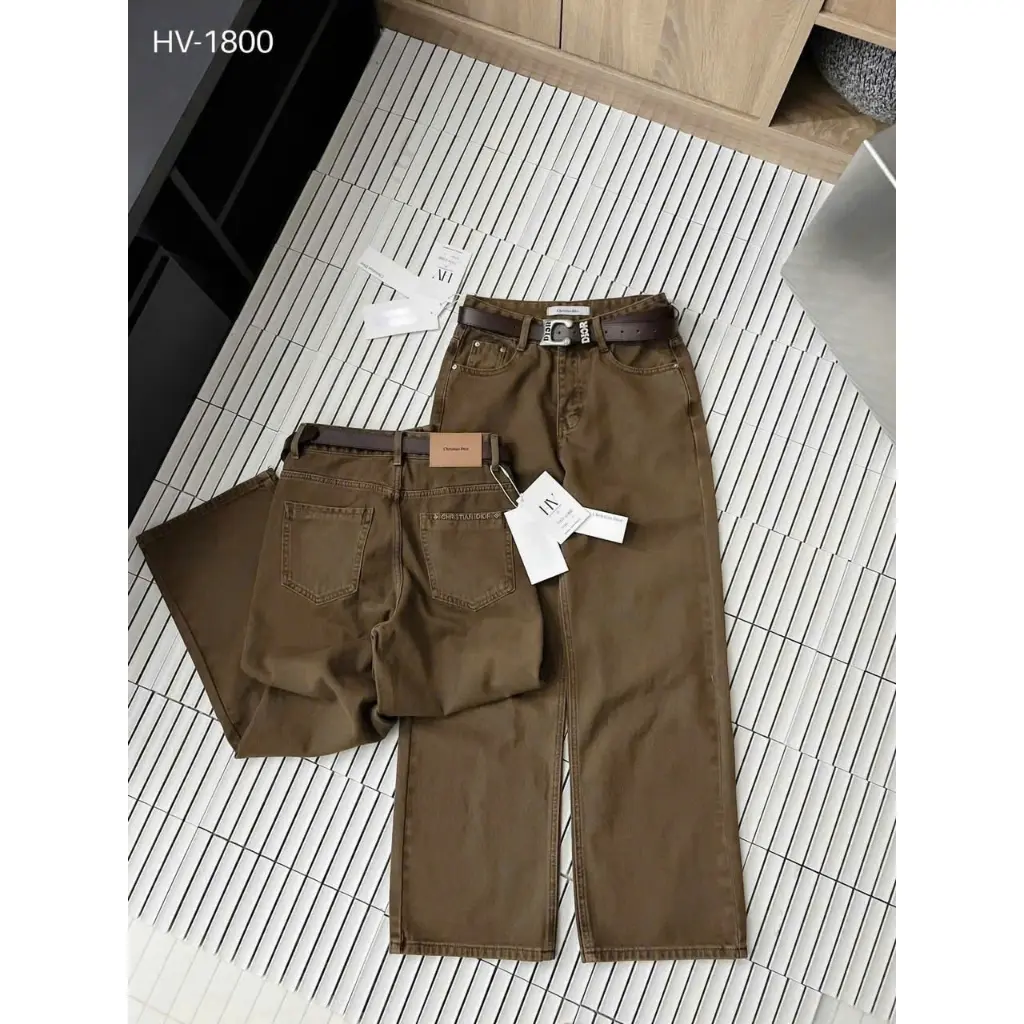 LHTK25_ QUẦN JEAN NỮ SUÔNG NÂU ĐẬM
