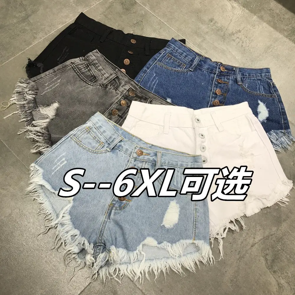 High waist loose denim shorts for women plus size plus size with wide leg style, suitable for summer