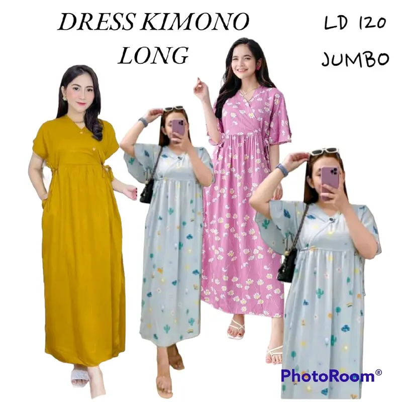 Paket 3pcs Daster Kimono Long Busui Motif Belah Samping Panjang Bumil Katun Rayon 0