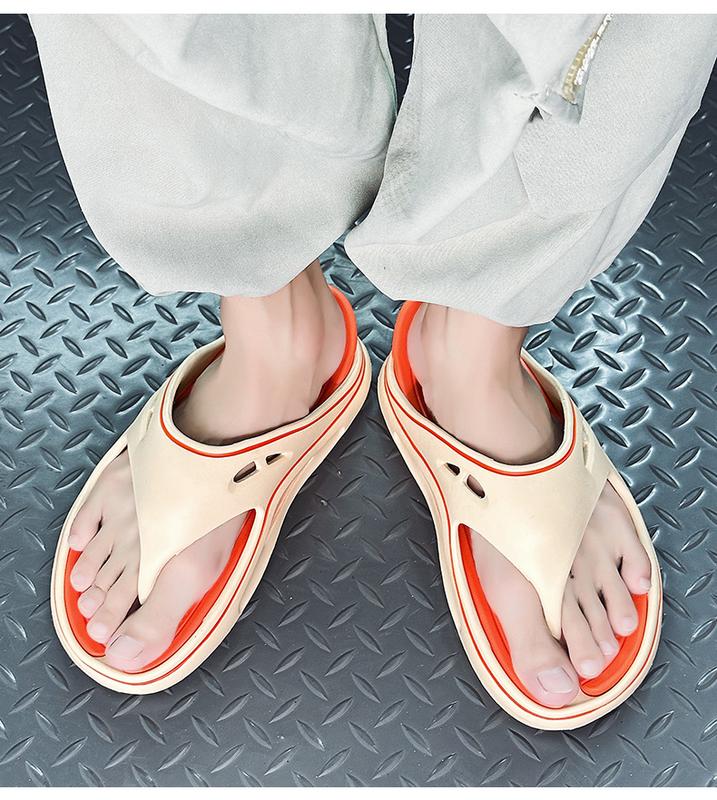 Product Introduction of Lovers Shoes Two-Color Thick Bottom Shit Feeling Eva Flip Flops Flip-Flops Outdoor Non-Slip Summer Beach Men's Shoes 11