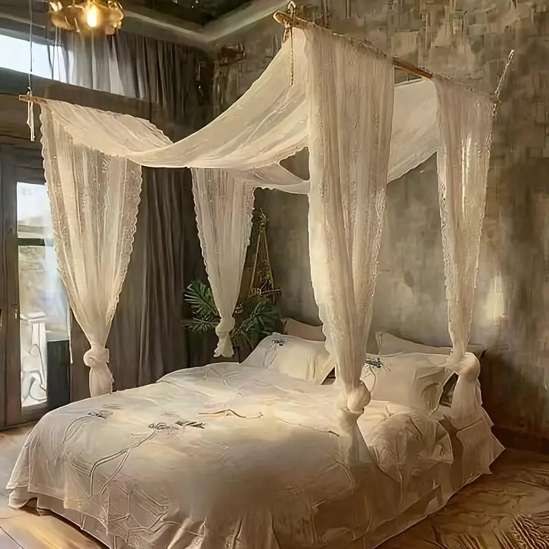 Bed Canopy, 1 Count Elegant Lace Bed Canopy, Bedding Accessories for Home Bedroom, Bedroom Accessories, Bedroom Decor, Frame Not Included 4