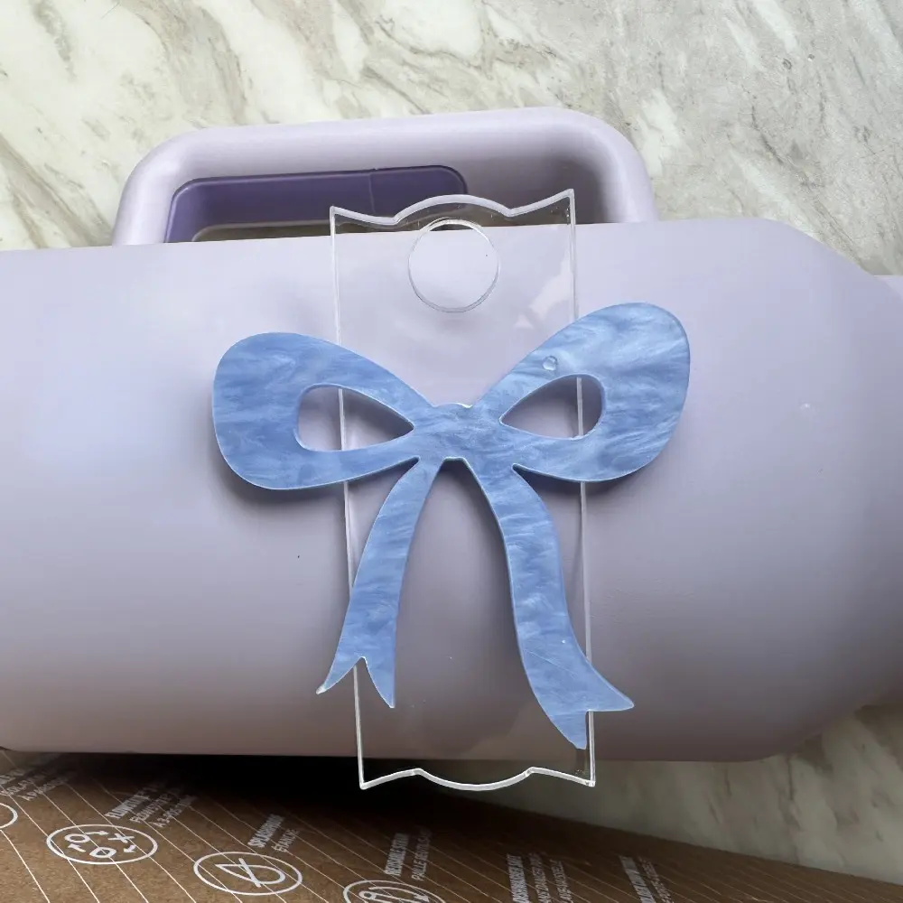 Creative Reusable Cup Lid Water Ripple Sealing Cup Label Splash Spill Proof Bow Cup Accessories for Stanley Tumbler Tag