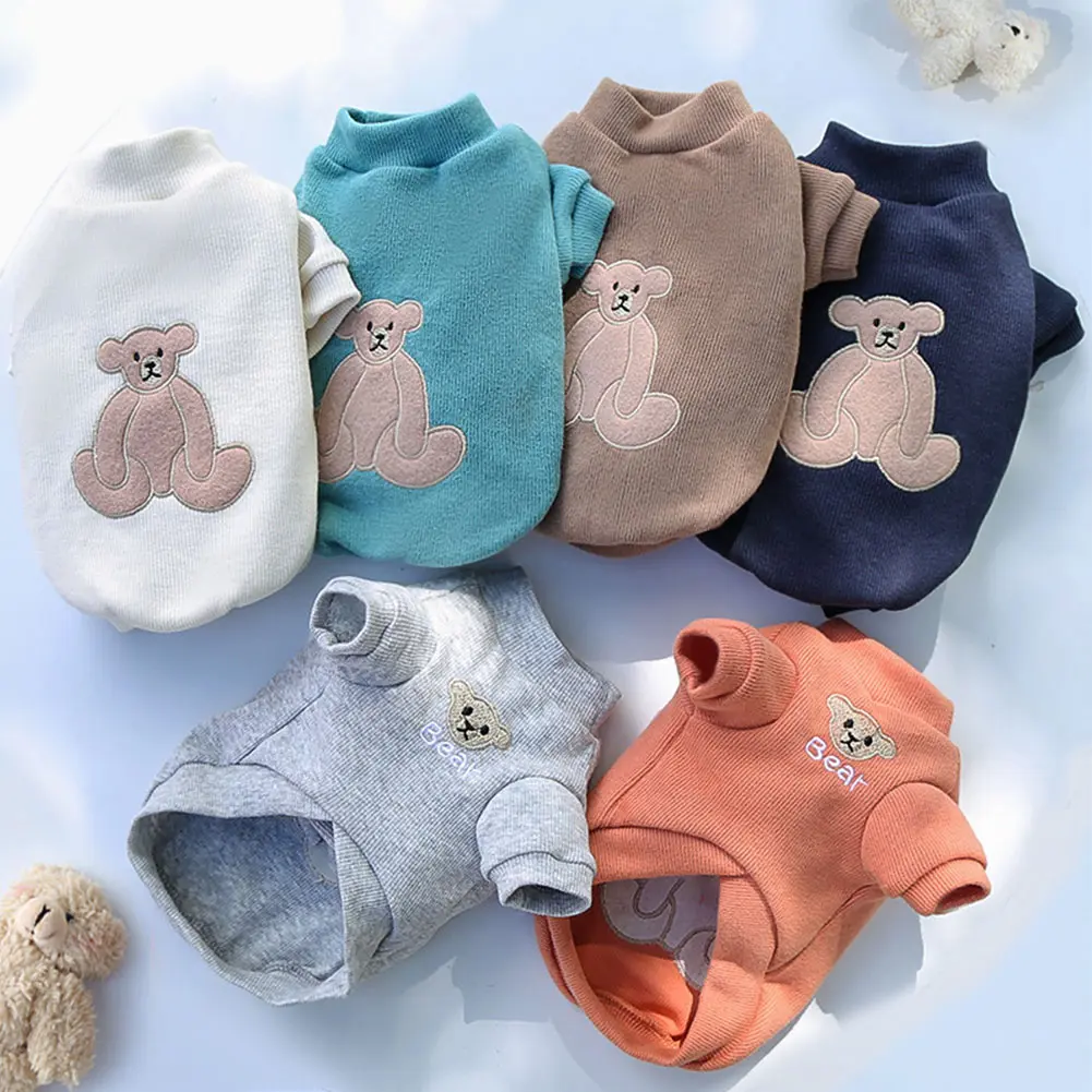 Fashion Bear Patttern Pet Dog Cat T-shirt Pure Cotton Dog Clothes for French Bulldog Small Mediun Dogs Soft Breathable