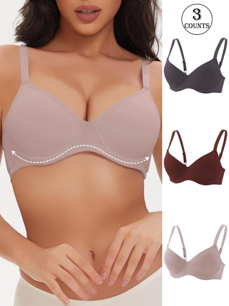 Product Introduction of Women's Solid Adjustable Strap Underwire Bra, Breathable Comfortable Push Up Bra, Soft Lingerie for All Seasons 6