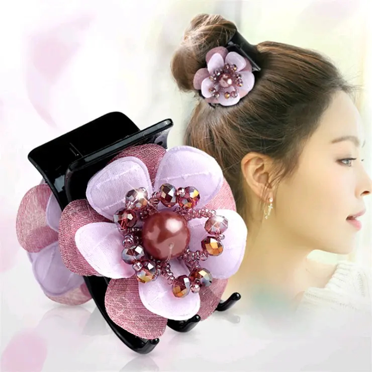 Kẹp Càng cua 5R đính hoa đẹp chắc chắn mã H17 Cài Tóc Nữ Women Voan