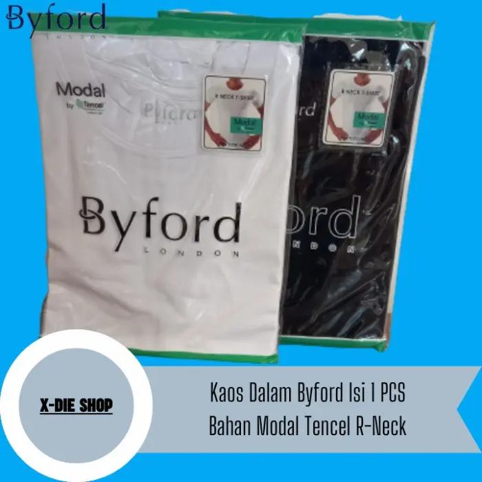 Kaos Dalam BYFORD isi 1 Pcs Bahan Modal Tencel Super Soft Hitam Putih 0