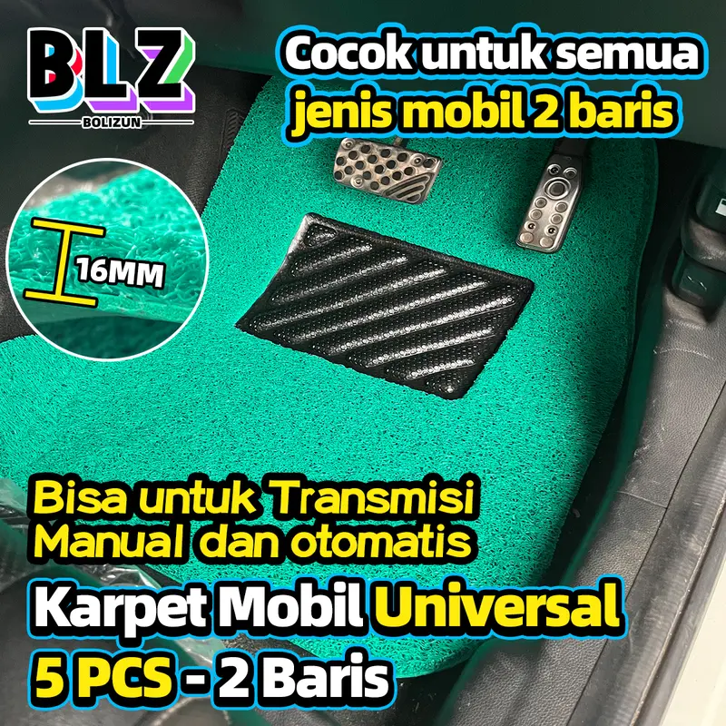 Karpet Mobil 5 Pcs 2 Baris Universal pvc mie bihun Penebalan 16MM/ Universal bisa diaplikasikan ke semua mobil Car Kendaraan 5
