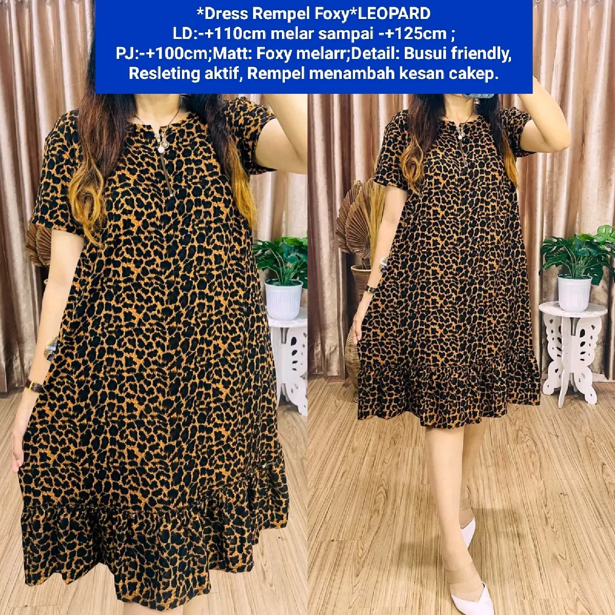 Daster Dress Leopard Rempel Foxy Melar Busui