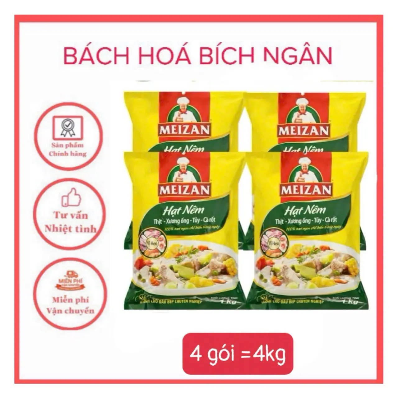 [MUA 3 TẶNG 1] Hạt Nêm Meizan Thịt, Xương Ống, Tủy và Cà Rốt 1kg - Gia Vị  tổng nhận là 4 gói =4kg