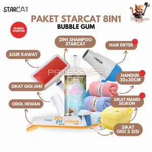 PPC 8in1 Starcat Paket Grooming 2in1 Shampoo Bubble Gum Kucing Perawatan Bulu Gigi Anti Jamur Kutu