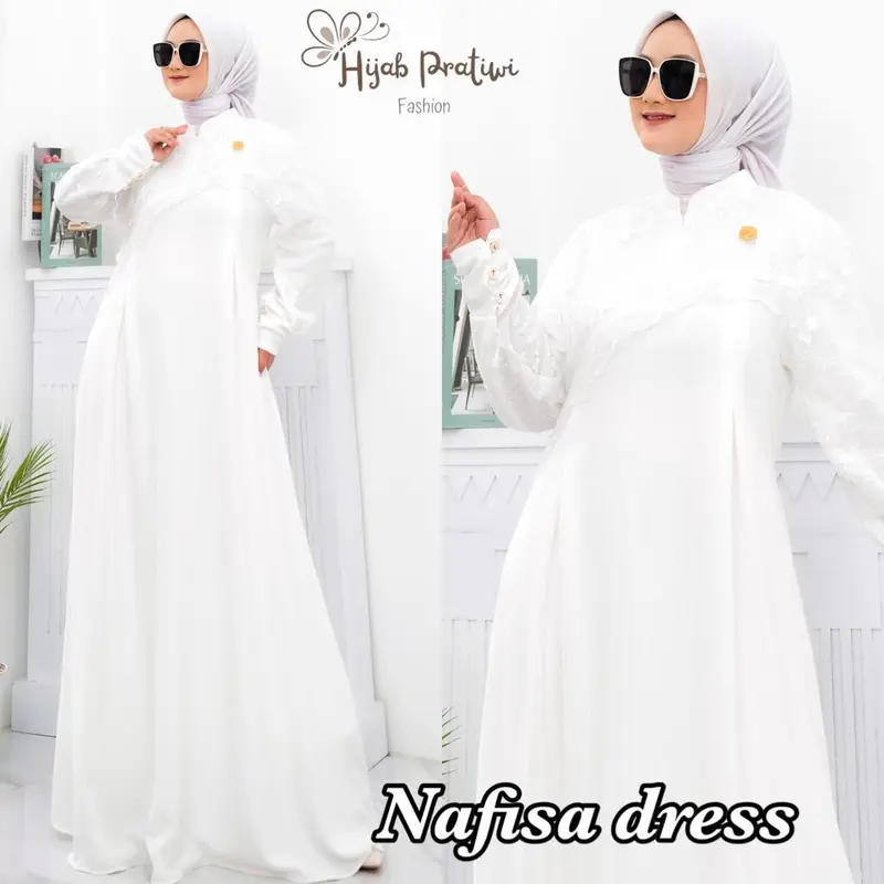 Nafisa Dress Gamis Terbaru 2023 Viral Gamis Brokat Kondangan All Size Muslim Wanita Lebaran Pesta Syari Dewasa Remaja Crinkle 6