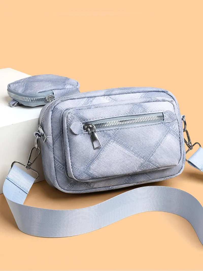 Product Introduction of Women's Fashionable Quilted Design Crossbody Bag & Coin Purse, Casual Versatile Shoulder Bag & Coin Purse, Trendy All-match Bag Set for Daily Use 0