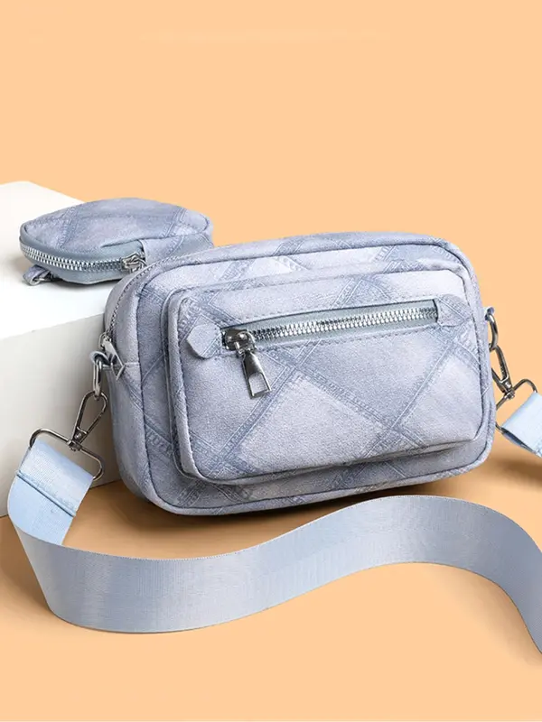 Women's Fashionable Quilted Design Crossbody Bag & Coin Purse, Casual Versatile Shoulder Bag & Coin Purse, Trendy All-match Bag Set for Daily Use 0