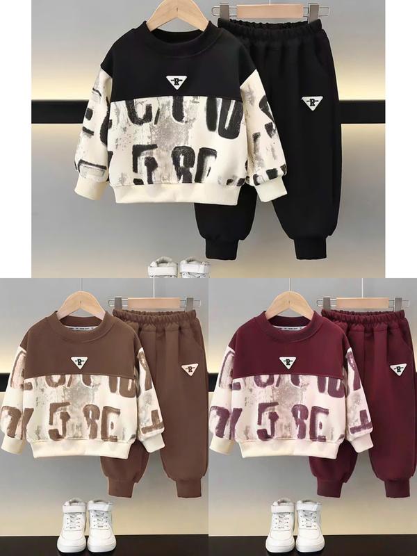 Bộ Quần Áo Thu Đông chất liệu Nỉ tàu 3 màu Cực xinh in hình Chữ R và in Loangdành cho bé trai và bé gái size 8-20Kg có bán combo thoải mái lựa chọn