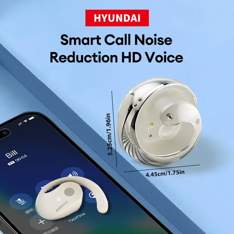 HYUNDAI Clip On Design Wireless Bluetooth-compatible Earphone, Waterproof Long Battery Life Earphones, HIFI Sound Quality Headphones for Sports & Travel 1