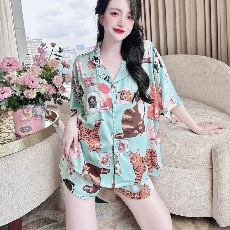 Bộ đồ ngủ WOMEN nữ lụa Latin cổ chữ Y mềm mại thoáng mát mỏng nhẹ thoải mái -- VN240716 6