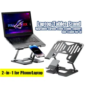 Stand Laptop 2-in-1 dengan Holder HP Adjustable – Portable, Lipat & Ergonomis untuk Kantor, Rumah, dan Gaming