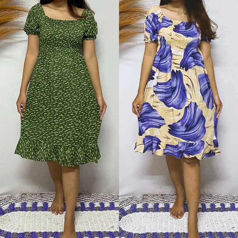 RSD - Dress Kerut Lily Pendek Casual Wanita Dewasa Motif 7