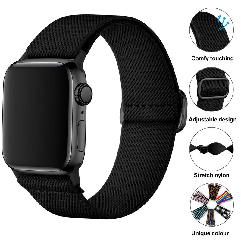 Stretchy Solo Loop Band, Soft Comfortable Nylon Elastic Braided Strap Wristband, Soft Nylon Watch Band for iWatch Series Ultra 9 8 7 6 5 4 3 2 1 SE 3