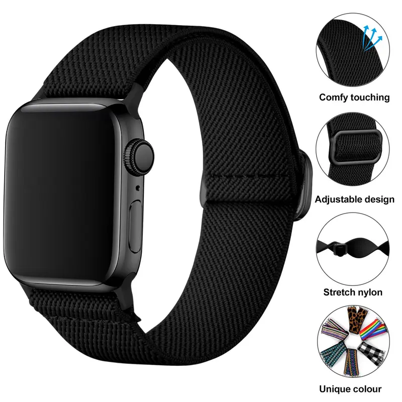 Stretchy Solo Loop Band, Soft Comfortable Nylon Elastic Braided Strap Wristband, Soft Nylon Watch Band for iWatch Series Ultra 9 8 7 6 5 4 3 2 1 SE 2