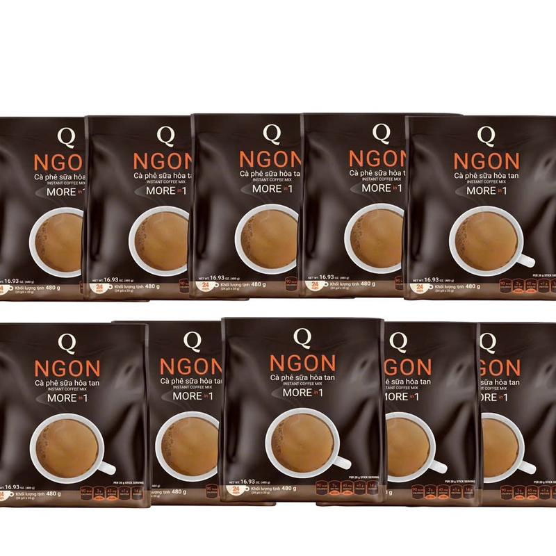 BT - 10 túi cà phê Trần Quang Ngon 24 gói * 20g coffee cafe sữa