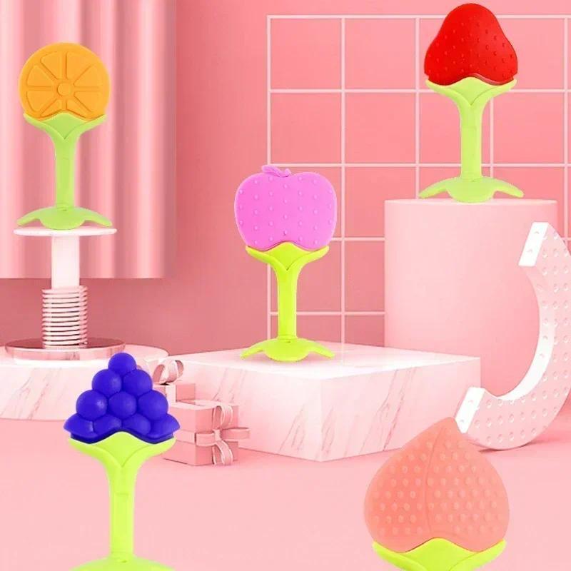 Baby Fruit Siliconec Teethers Kids Chew Tooth Toys Baby Dental Care Strengthening Tooth Newborn Teether Soothing Chew Toy 0