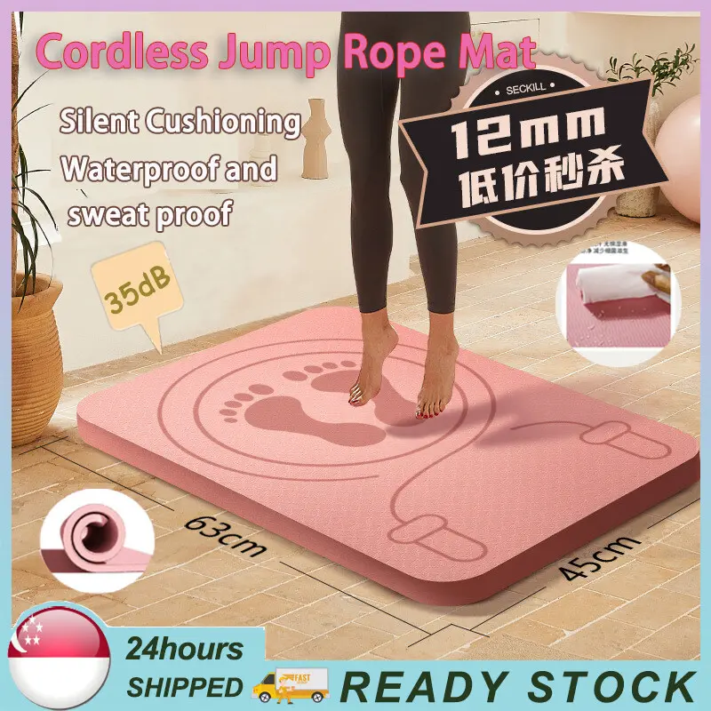 SG READY STOCK Jump Rope Mat Exercise Mute Yoga Mat 12MM High Density Thickening Sound Insulation Knees Protection/
