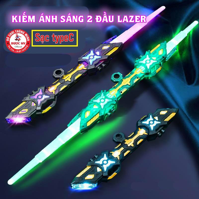  Mô Hình Kiếm Ánh Sáng Lazer 2 Đầu Xoay 360 Độ Phóng To-Thu Nhỏ Tặng Kèm Cáp Sạc TypeC 
