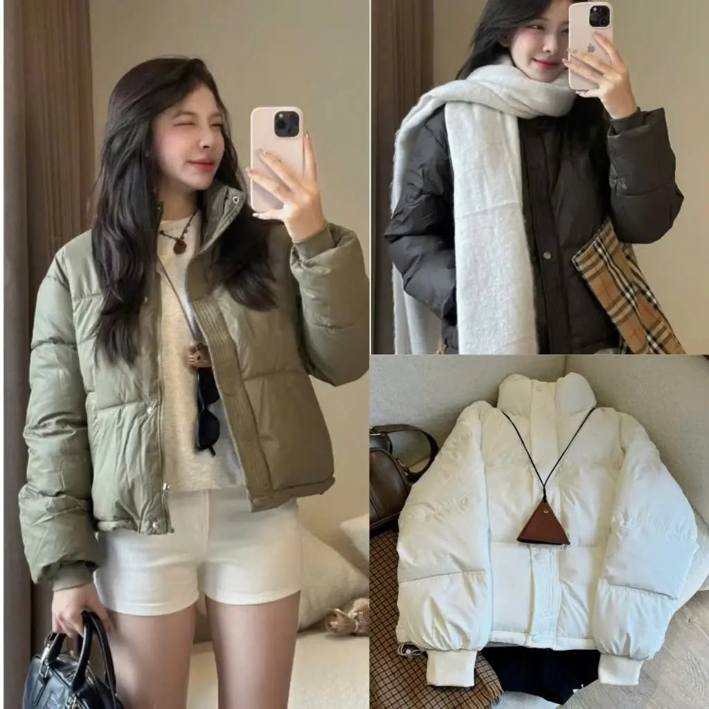 Áo Phao Nữ Croptop Dáng Ngắn Mùa Đông Basic   Aophao259
