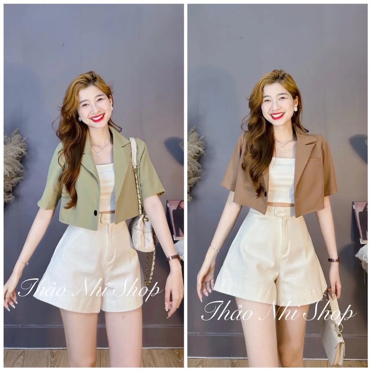 Áo vest crop Tay Ngắn Phối đồ