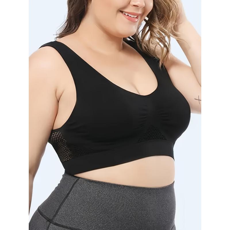 Large Size Seamless Sports Bra for Women - Purple, Breathable Mesh with Removable Pads, Comfortable and Fitted Vest Style, Breathable High Elasticity Fitness Running Wireless Hollow Mesh Yoga Underwear, Suitable for Fitness, Work, 5