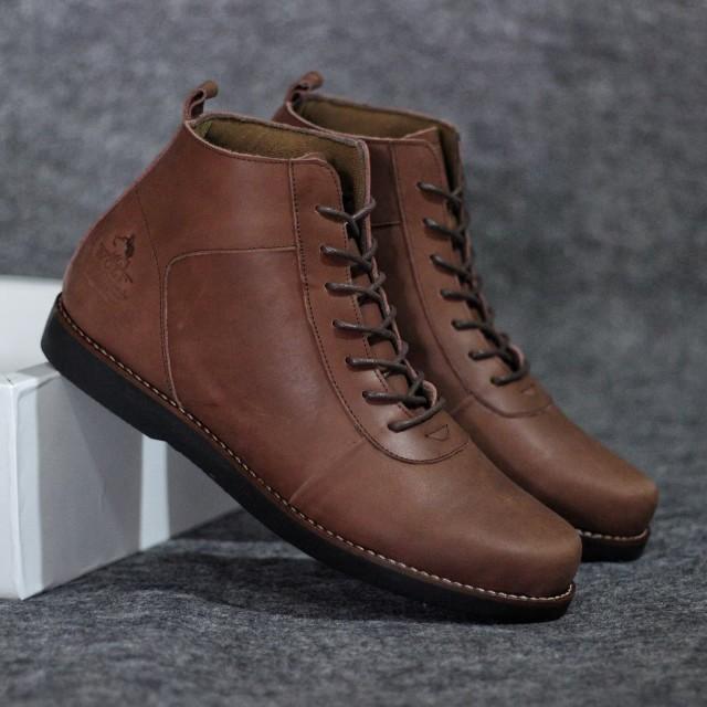COD[BAYAR DI TEMPAT] Sepatu Pria Murah Semi Boots 100% Kulit Sapi Asli Kerja Kantor Gaya Kasual