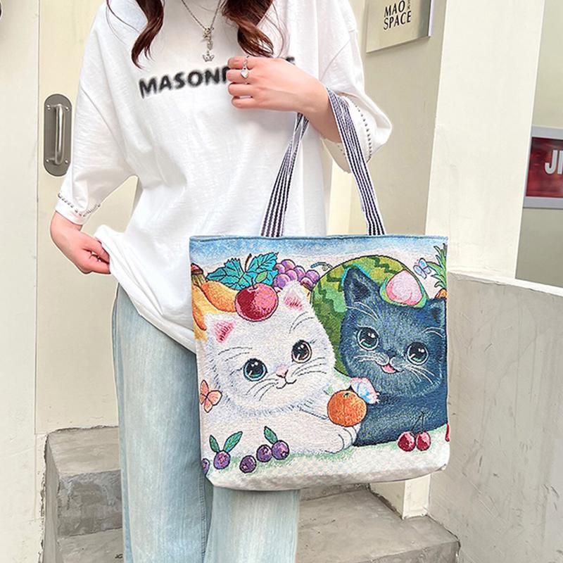 Túi vải tote thêu thổ cẩm có khóa kéo cỡ lớn đựng đồ đi làm đi học size 45cm 9