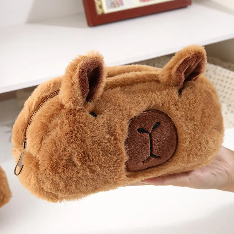 Kotak Pensil Bulu Lucu Capybara/ Pouch /Tempat Makeup /Aesthetic /Korea Boneka /Fashion / Karakter / 3