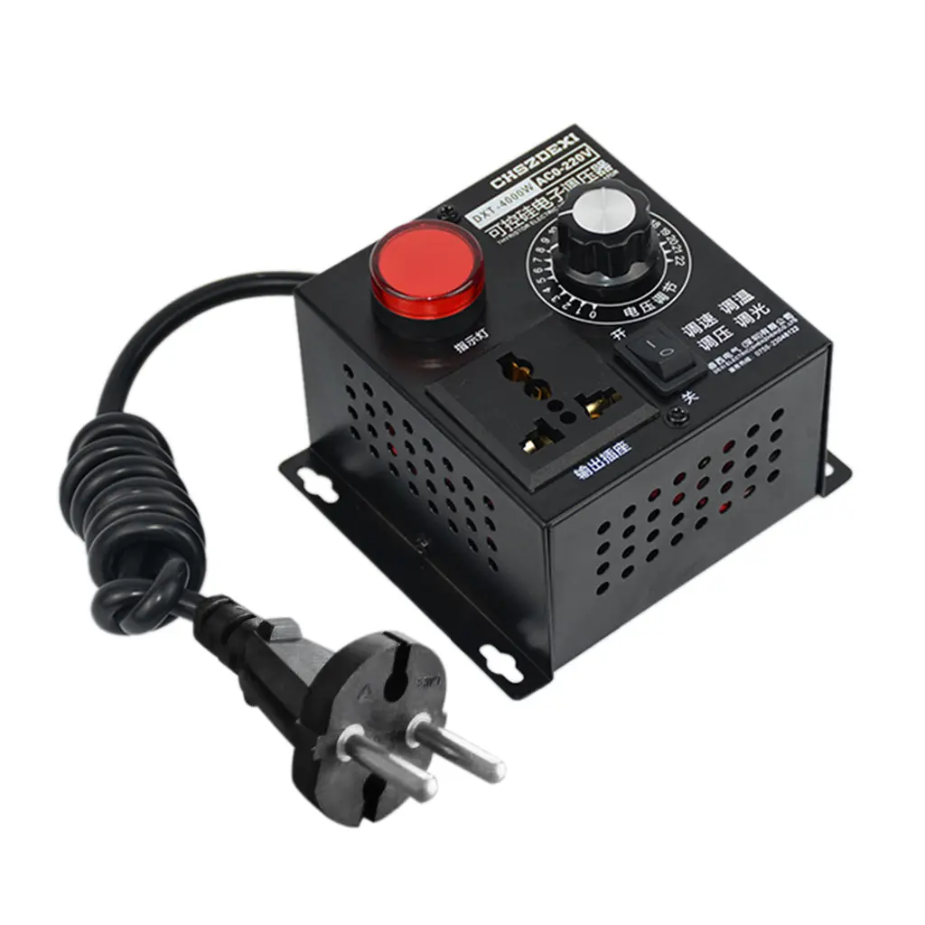 Bộ điều khiển tốc độ động cơ SCR, AC 220V, Công suất 4000W, Bộ điều chỉnh điện áp điện tử Có Thể Điều Chỉnh Bộ điều chỉnh độ tối LED, Bộ điều nhiệt