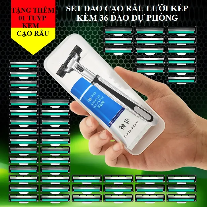 Bộ dao cạo râu 36 lưỡi tặng kèm tuýp kem cạo râu 3