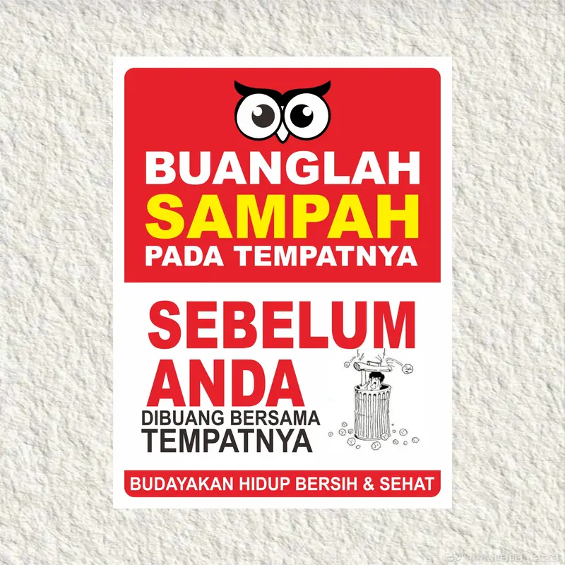 Stiker Waterproof Label Buanglah Sampah Pada Tempatnya Dekorasi Dinding 0