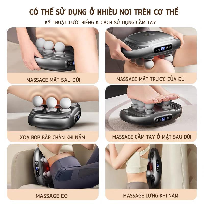 máy mát xa 6 đầu Súng Massage 6 Đầu Tần Số Cao Thư Giãn Cơ DELADEP Máy Mát Xa Diện Tích Lớn Rung Cơ Tần Số Ca 5