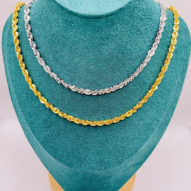  Dây chuyền xoắn titan Vòng cổ titan xoắn vuông màu vàng và trắng dày 4 li TRANGSUCMOILUATUOI.RIN 