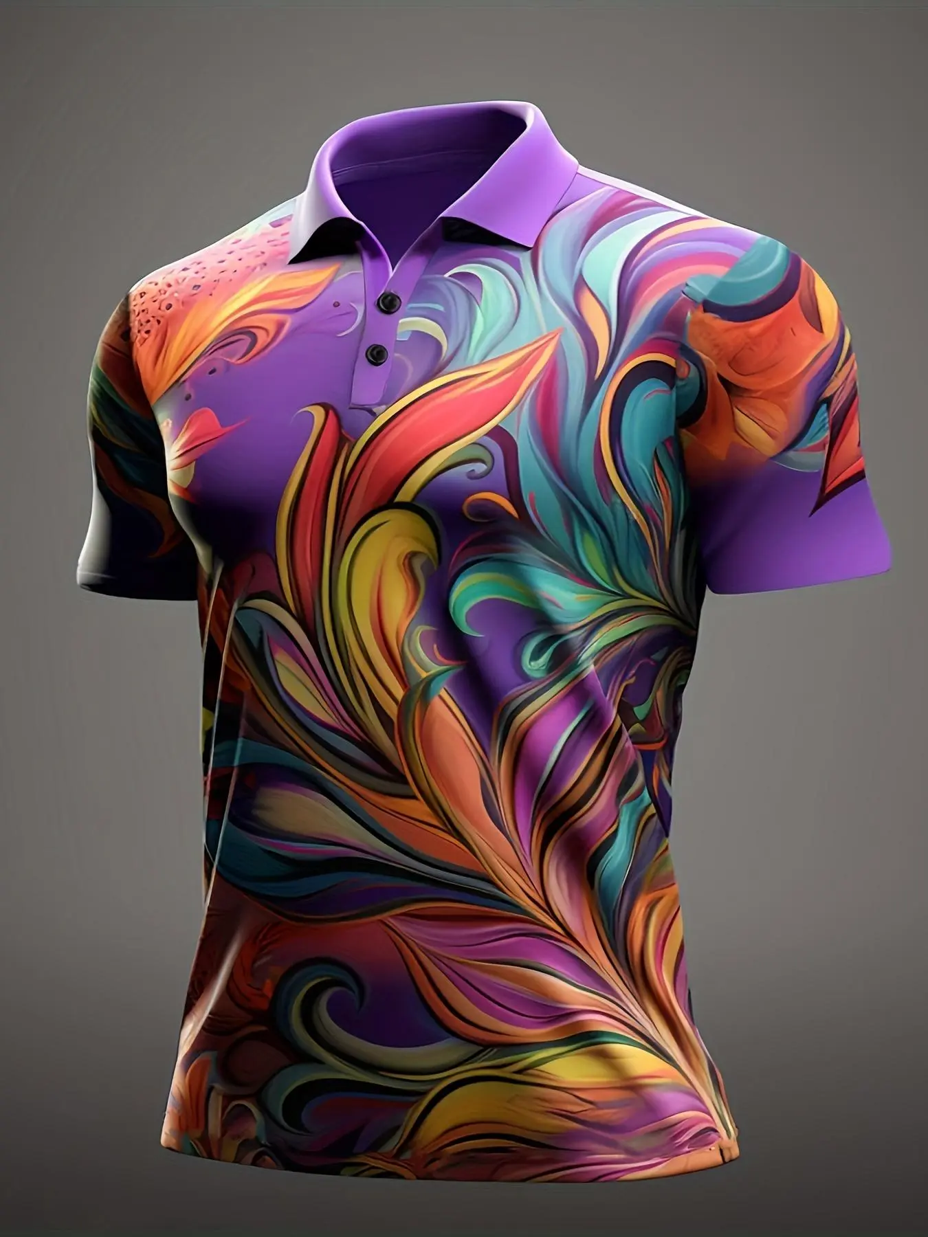 Men's All Over Print Polo Shirt, Casual Regular Fit Short Sleeve Half Button Front Top For Summer, Fashion Men's Clothes For Daily Wear