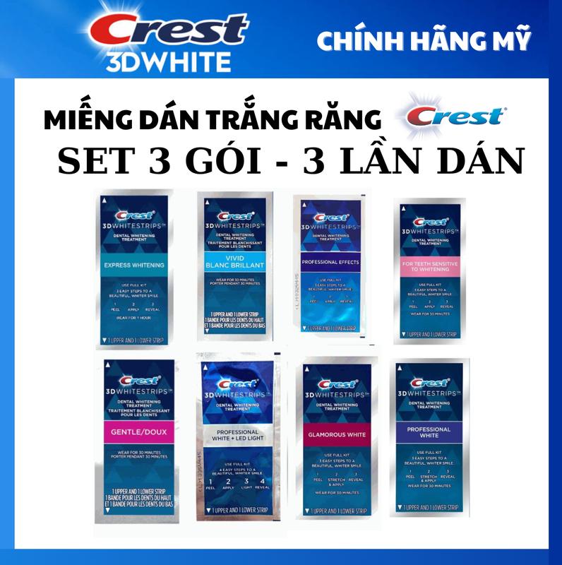  Set 3 Gói Miếng Dán Trắng Răng Crest 3D White Chính Hãng Mỹ Whitening   miếng dentifrice  trắng răng 